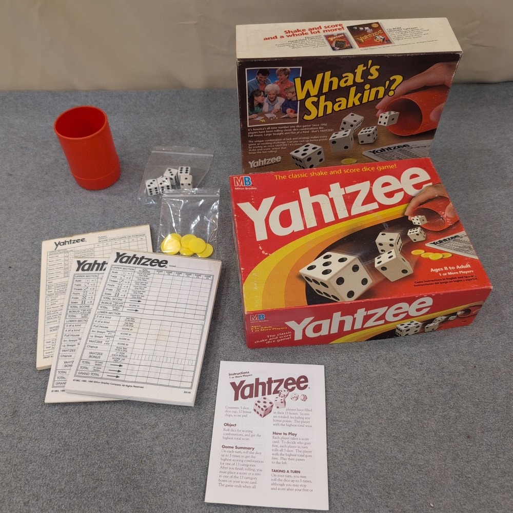 Vintage 1996 Yahtzee Milton Bradley Classic Dice Game 950 Red Shaker Cup